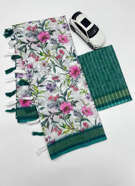 MG 569 Plain Linen Digital Printed Fancy Saree Wholesale Market In Surat
